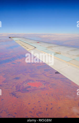 Vertical Image, Looking Down on Uluru/Ayer's Rock from a Qantas Plane, Australia Stock Photo