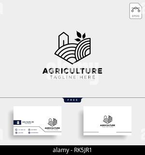 agriculture eco nature green line art logo template icon element ...
