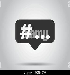 Hashtag vector icon in flat style. Social media marketing illustration on white background. Hashtag network concept. Stock Vector