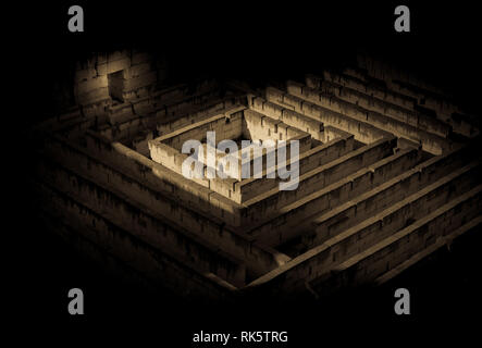 Labyrinth made of stone: conceptual for question, freedom and journey Stock Photo