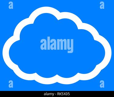 Cloud symbol icon - white simple outline, isolated - vector illustration Stock Vector