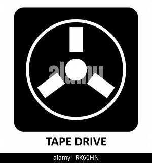 The black and white Tape Drive symbol illustration Stock Vector