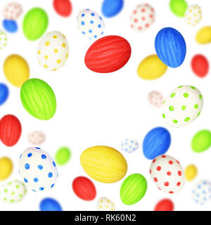 Colorful Easter eggs scattered on white background Stock Photo