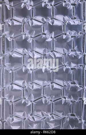 Air cushion bag of packaging isolated on white. Transparent bubble wrap packing background, cellophane film,  protective package with air Stock Photo