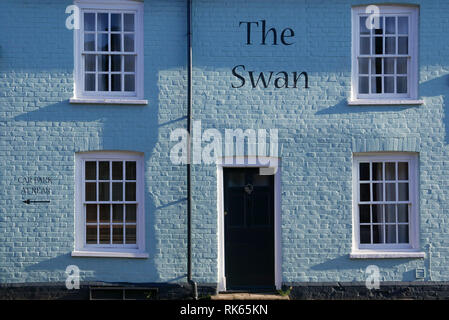 20-01-19. Thaxted, Essex, England,UK. Colourful, colorful, architecture of The Swan Hotel in the centre of town. Photo: © Simon Grosset Stock Photo