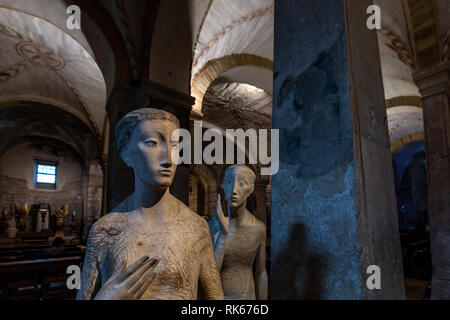 Interior of the San Fermo Maggiore, Verona, Italy. San Fermo Maggiore is a church built in Romanesque style in central Verona. Stock Photo