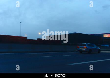 car travel on the german autobahn. fast cars. commuter on way to work Stock Photo