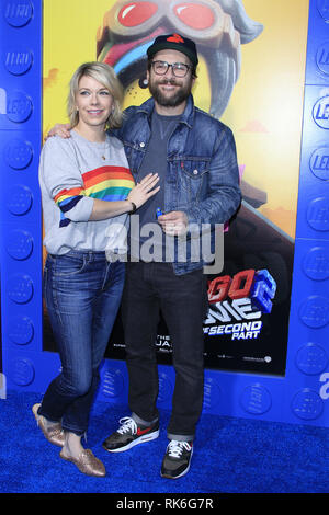 February 2, 2019 - Westwood, CA, USA - LOS ANGELES - FEB 2:  Mary Elizabeth Ellis, Charlie Day at ''The Lego Movie 2: The Second Part'' Premiere at the Village Theater on February 2, 2019 in Westwood, CA (Credit Image: © Kay Blake/ZUMA Wire) Stock Photo