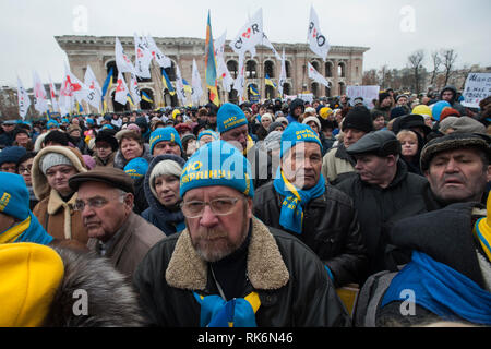 Kiev, Ukraine. 9th Feb 2019. Supporters of the presidential candidate of Ukraine, the leader of the Ukrainian political party 'Batkivshchyna' Yulia Tymoshenko are seen during the rally in Kiev. Presidential elections in Ukraine will be held in March 31, 2019. Credit: SOPA Images Limited/Alamy Live News Stock Photo