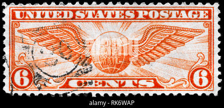 USA - CIRCA 1934: A Stamp printed in USA shows the Winged Globe, circa 1934 Stock Photo