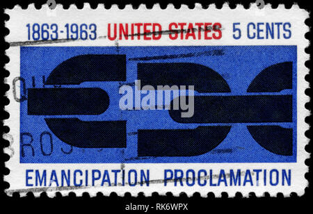 USA - CIRCA 1963: A Stamp printed in USA shows the Severed Chain, devoted to Cent. of Lincoln’s Emancipation Proclamation, circa 1963 Stock Photo