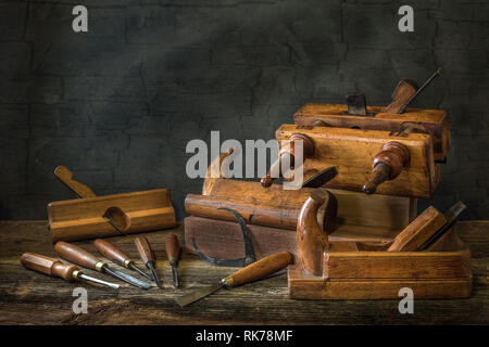 Old Carving Woodworking Tools Wood Shavings Vintage Workbench Carpentry  Woodworking Stock Photo by ©stokkete 176819088