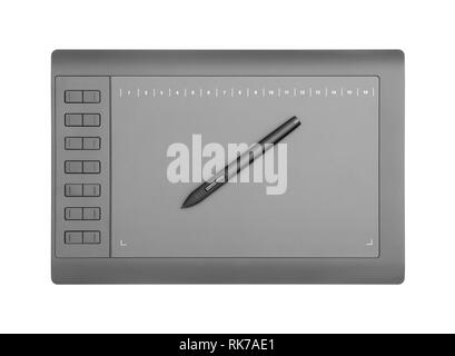 Graphic tablet with pen for illustrators and designers isolated on white background Stock Photo