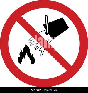 Do not extinguish with water prohibition sign Stock Vector