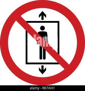 Do not use elevator sign. Do not use lift, prohibition sign with up and down arrows, isolated vector illustration. Stock Vector