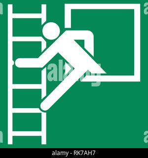 Emergency window with escape ladder safe condition sign Stock Vector