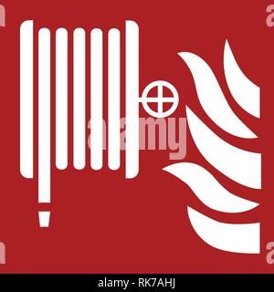 Red safety sign - fire hydrant and hose reel sign vector sticker Stock Vector