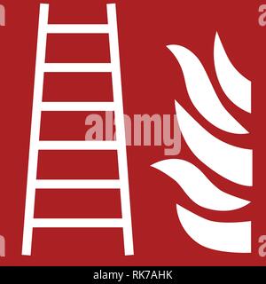 Fire ladder sign. Vector emergency symbol for evacuation in public places. Stock Vector