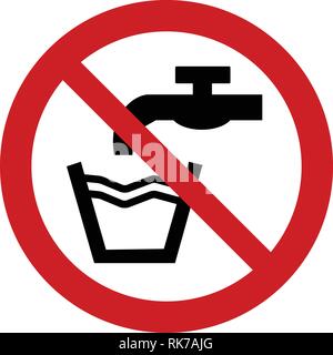 Prohibition sign vector- not drinkable water, do not drink water Stock Vector