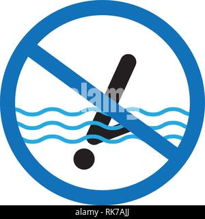 No diving sign. Vector prohibition symbol Stock Vector