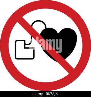 Prohibition sign vector- No access with cardiac pacemaker sign Stock Vector