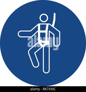Mandatory sign vector - Wear safety harness symbol, label, sticker Stock Vector