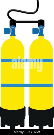 Yellow scuba diving tank icon. Vector illustration diving equipment oxygen tank for extreme diving. Air tank Stock Vector