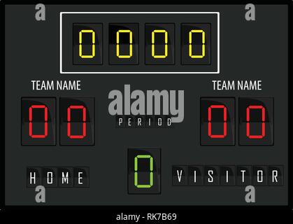 Stadium electronic sports scoreboard with soccer time and football ...
