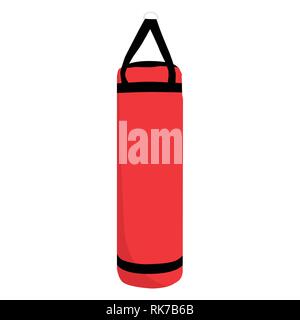 Red boxing bag.  Punching bag vector, boxing bag isolated on white background Stock Vector