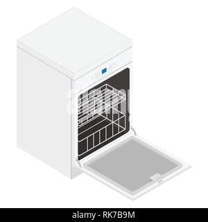 Vector isometric modern empty dishwasher isolated on white background Stock Vector