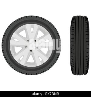 Vector illustration car wheel set isolated on white Stock Vector