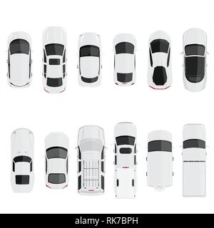 Cars top view vector flat city vehicle transport  set. Automobile car for transportation, auto car icon illustration Stock Vector