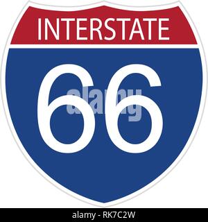 Road route sign intestate 66 sixty six. Vector illustration Stock Vector