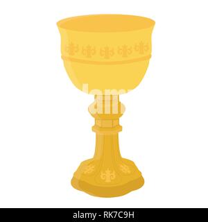 Ancient golden chalice vector illustration. Church chalice Stock Vector