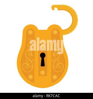 Vintage, antique old big lock, padlock isolated on white background ...