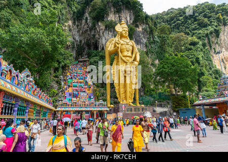 Kuala Lumpur, Malaysia. January 2019.    panorama of the square in front of the great staircase leading to the temples of Batu Caves Stock Photo