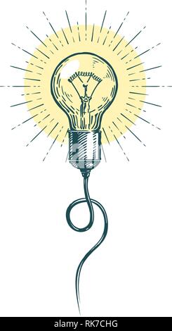 Light bulb idea. Innovation, brainstorm concept. Sketch vector illustration Stock Vector