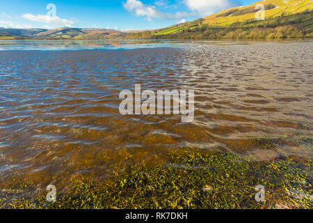 Semerwater, Countersett, Wensleydale, North Yorkshire, UK.  Winter time. February.  Semerwater is the 2nd largest natural lake in the UK. Landscape Stock Photo