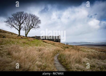 Top Withens also known as Top Withins on Haworth Moor, Haworth, UK. said to be the inspiration for the book Wuthering Heights by Emily Bronte. Stock Photo