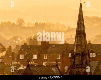 Church and house rooftops, Whitby, North Yorkshire, UK. Stock Photo