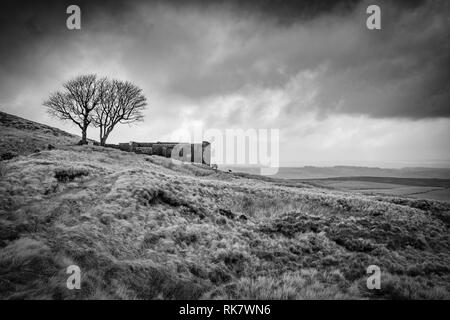 Top Withens also known as Top Withins on Haworth Moor, Haworth, UK. said to be the inspiration for the book Wuthering Heights by Emily Bronte. Stock Photo