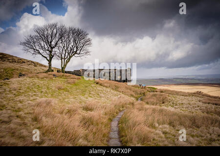 Top Withens also known as Top Withins on Haworth Moor, Haworth, UK. said to be the inspiration for the book Wuthering Heights by Emily Bronte. Stock Photo