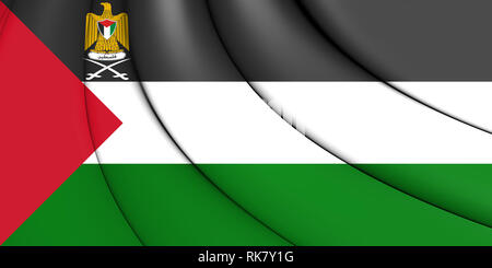 3D Flag of Palestine. 3D Illustration. Stock Photo