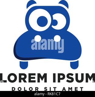 hippo cute logo template vector illustration icon element Stock Vector