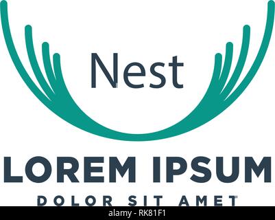 nest line simple logo template vector illustration icon element Stock Vector