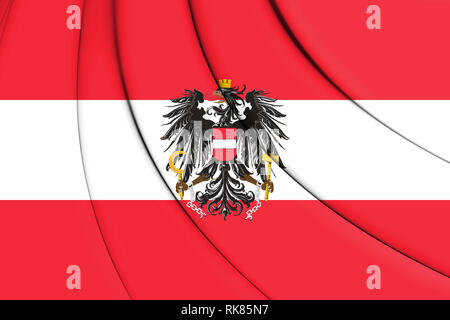 3D Flag of Austria. 3D Illustration. Stock Photo