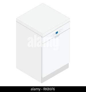 Vector isometric modern freestanding dishwasher isolated on white background Stock Vector