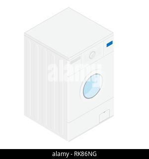Isometric bathroom interior with washing machine mirror cabinet ...