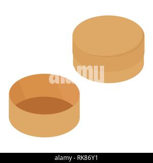 Vector illustration realistic isometric 3d brown round box set , collection for fashion hat. Stock Vector
