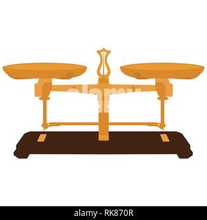 Golden balance scales isolated on white background. Vector illustration. Scale icon. Justice Stock Vector